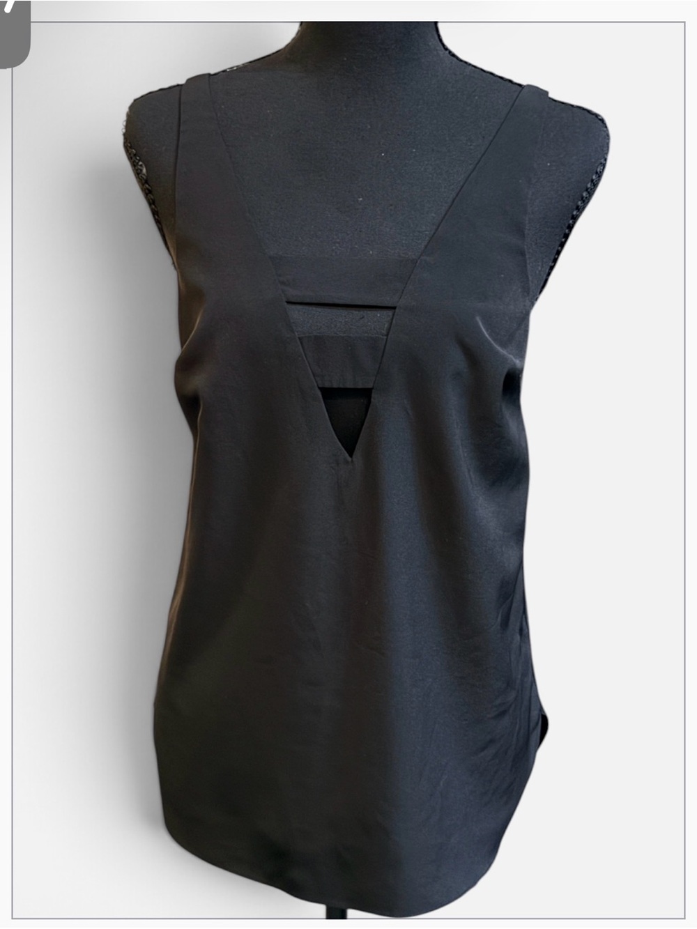 Amanda Uprichard Black V-Neck Camisole with Strappy Inset Size S